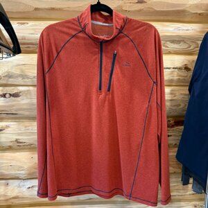 L.L. Bean Men’s Quick Dry Trail Tee 1/4 Zip Long Sleeve - Red Ochre - Mens M